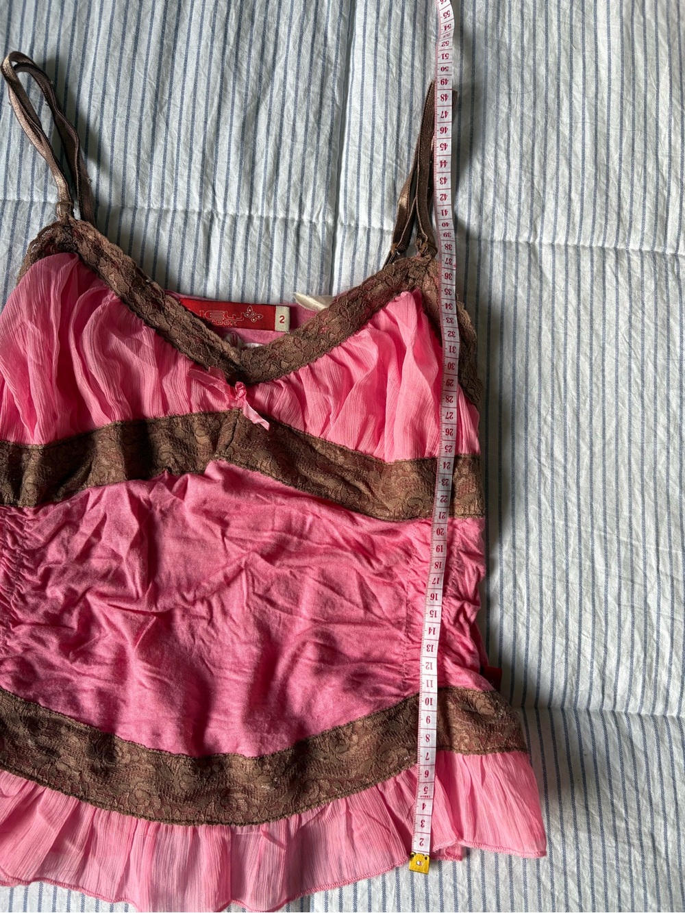 Pink and Brown Lace Trim Cami Tank - Picture 6 of 6